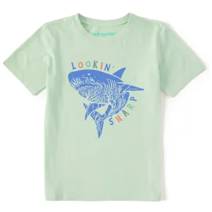 Kids Lookin Sharp Shark Short Sleeve Crusher Tee Life is Good