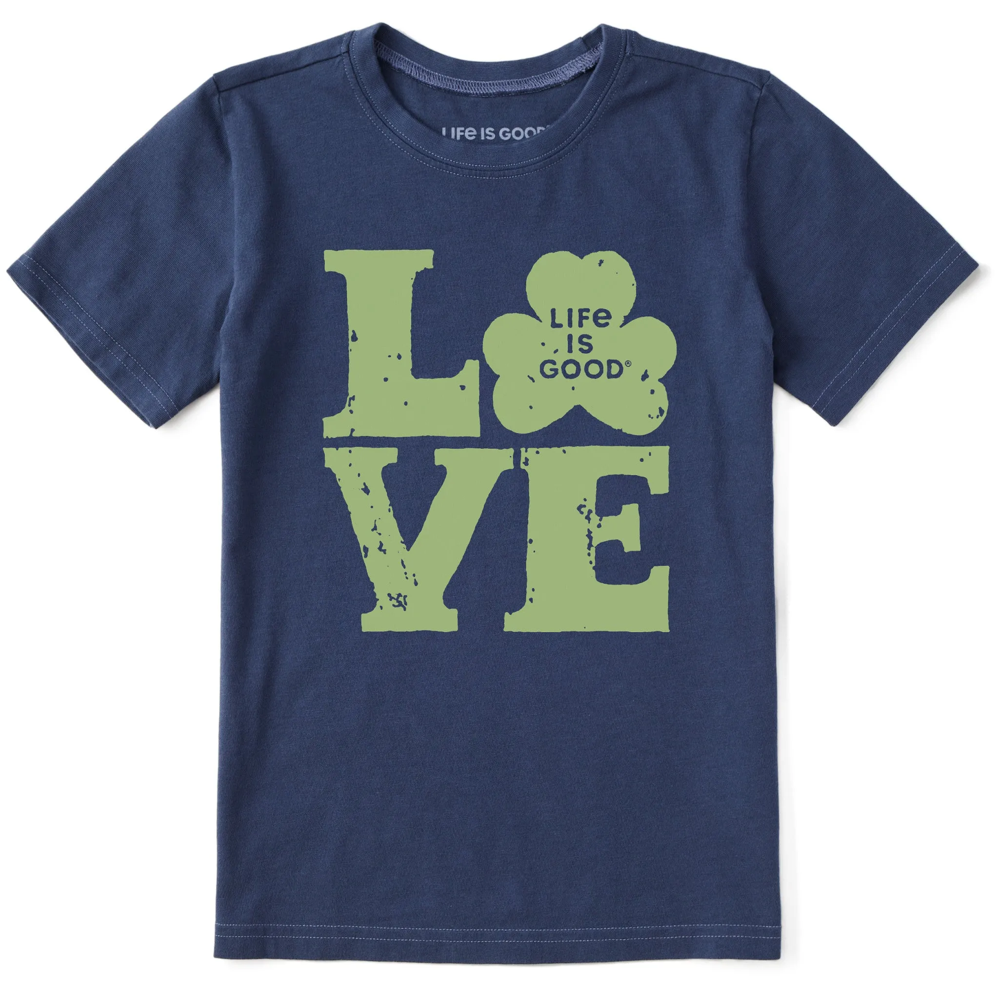 Kids Love Clover Short Sleeve Crusher Tee Life is Good