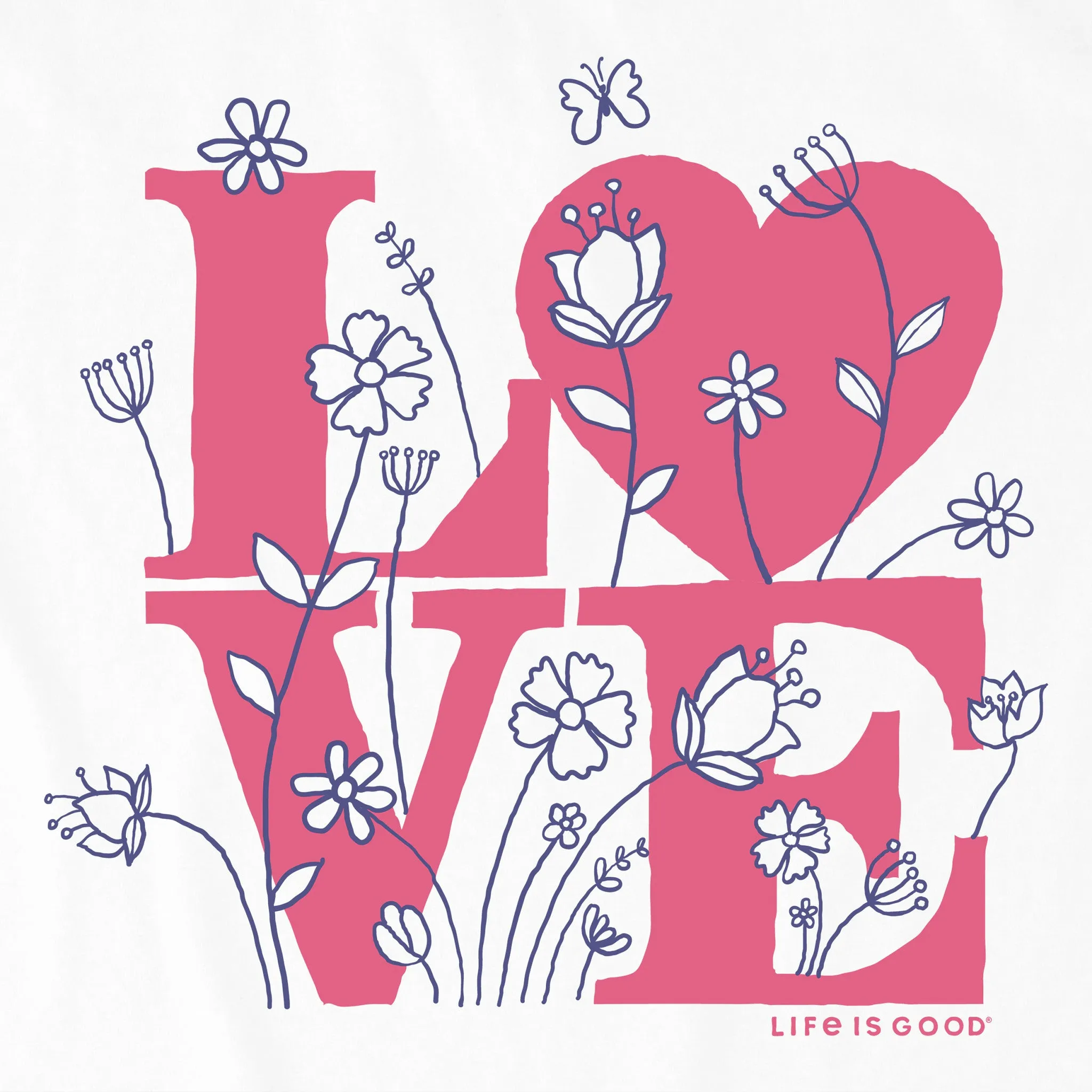 Kids Love Flower Stack Short Sleeve Crusher Tee Life is Good