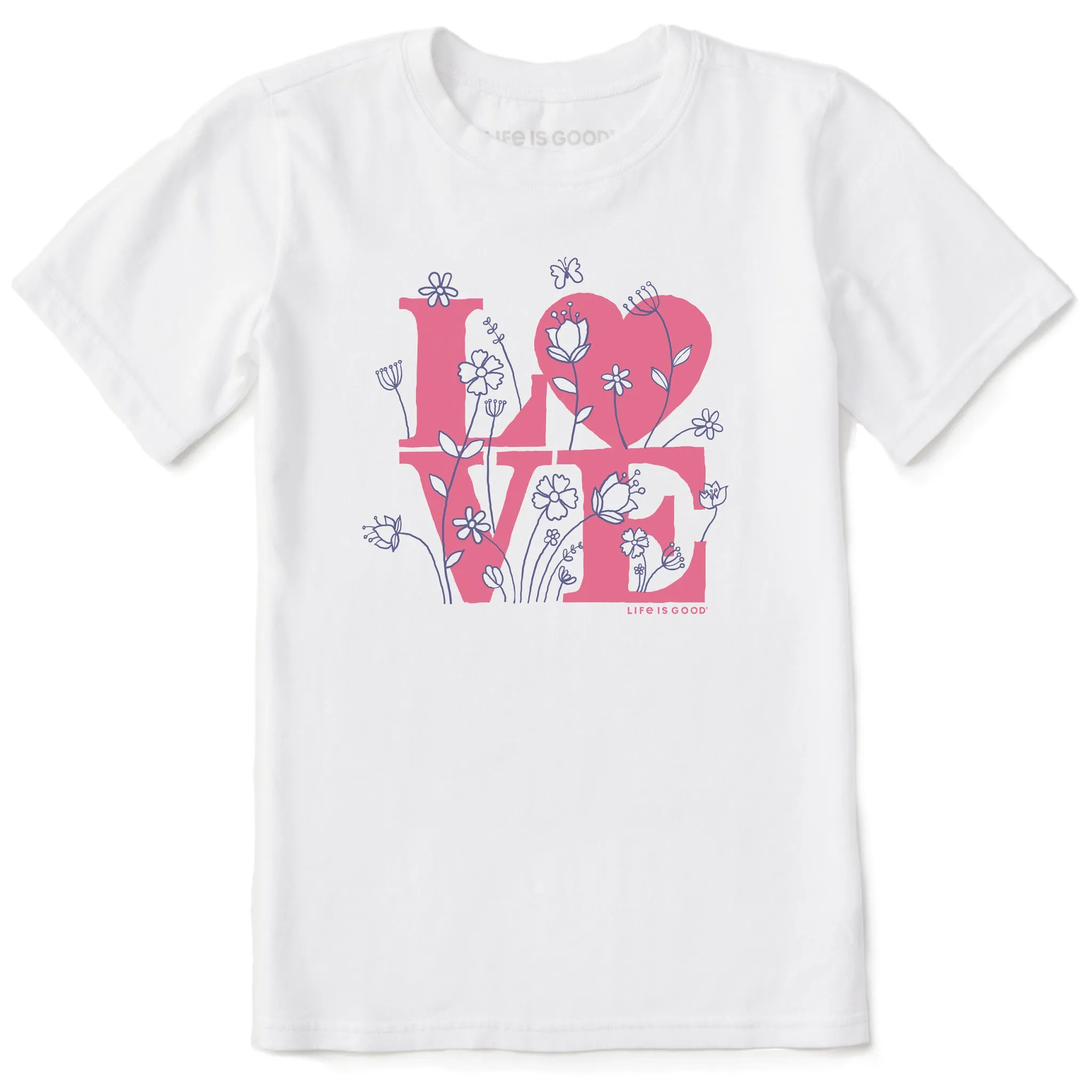 Kids Love Flower Stack Short Sleeve Crusher Tee Life is Good