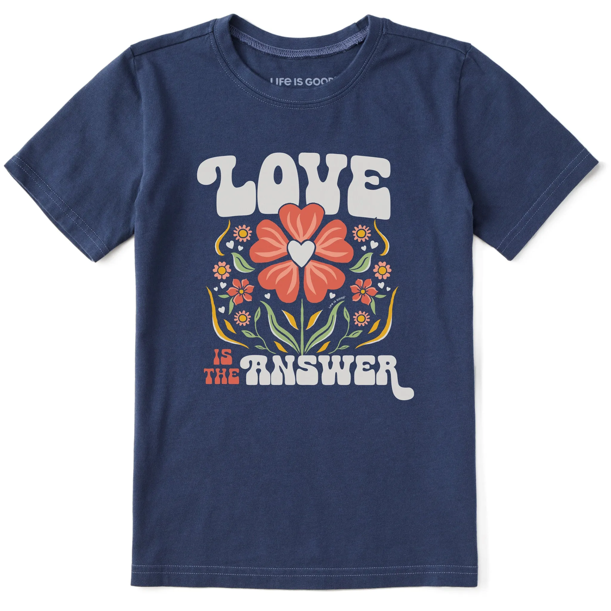 Kids Love is the Answer Flowers Short Sleeve Crusher Tee Life is Good