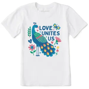 Kids Love Unites Us Peacock Short Sleeve Crusher Tee Life is Good