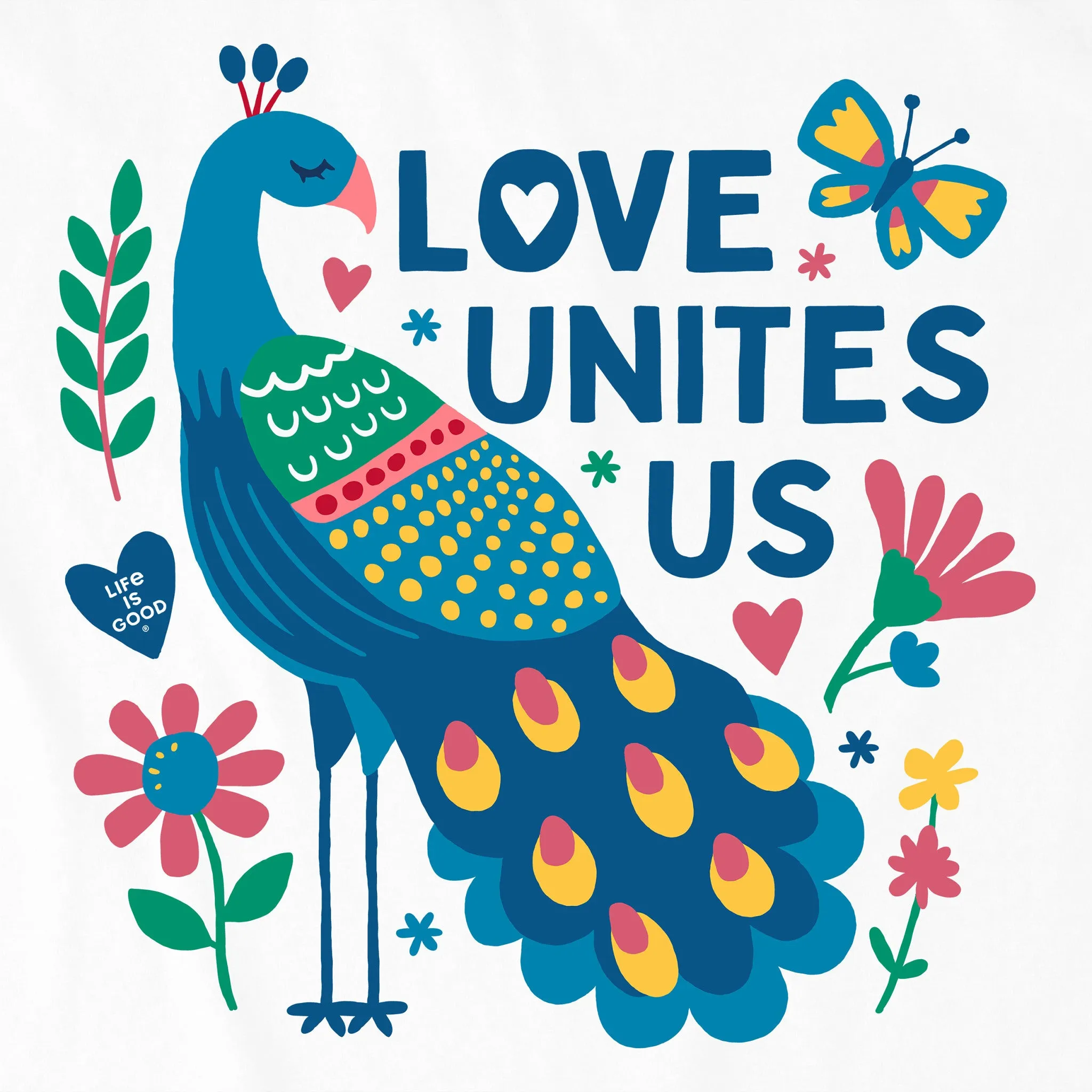 Kids Love Unites Us Peacock Short Sleeve Crusher Tee Life is Good