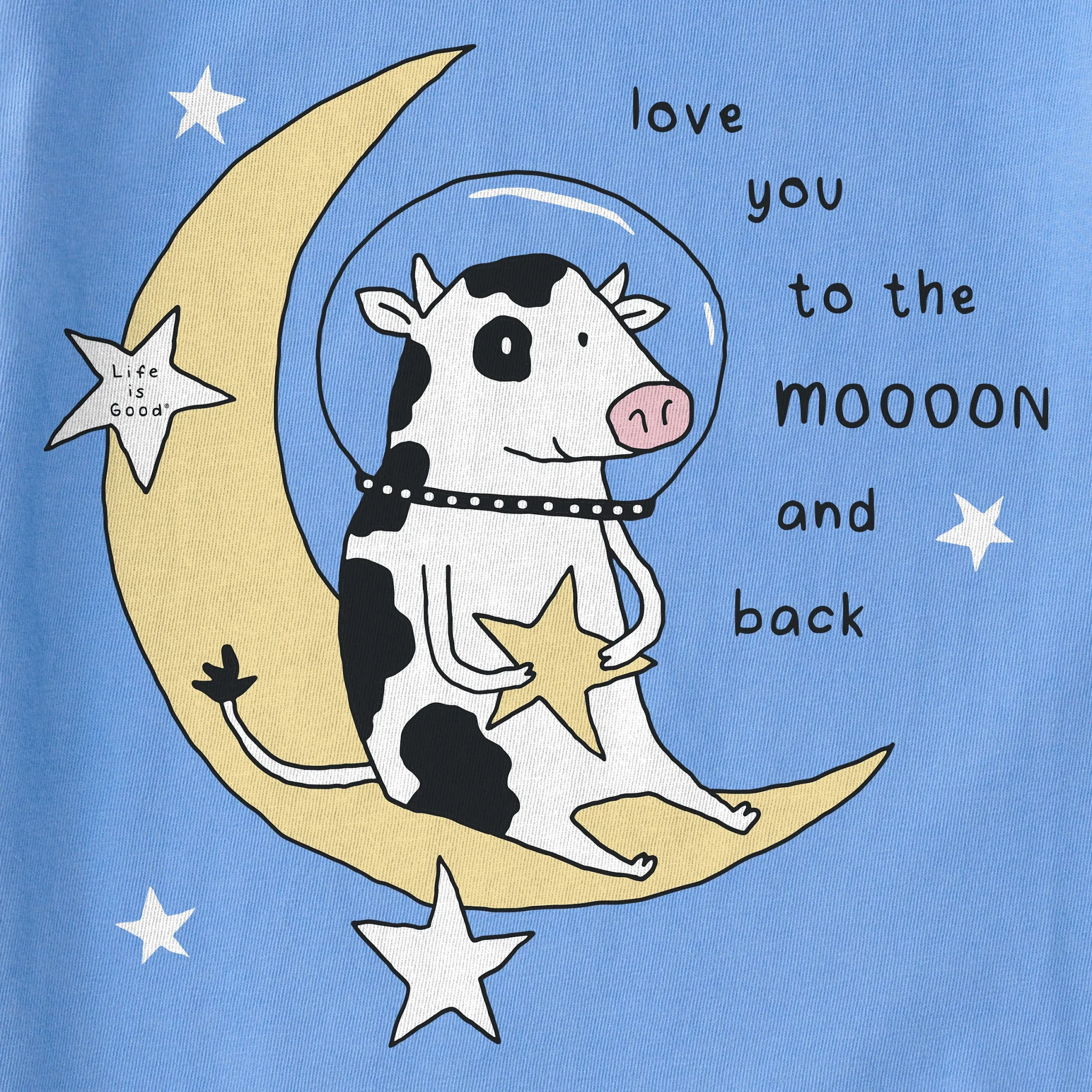 Kids Love You to the Moon Space Cow Short Sleeve Crusher Tee Life is Good
