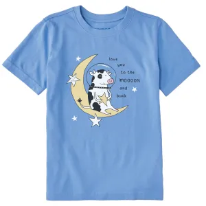 Kids Love You to the Moon Space Cow Short Sleeve Crusher Tee Life is Good