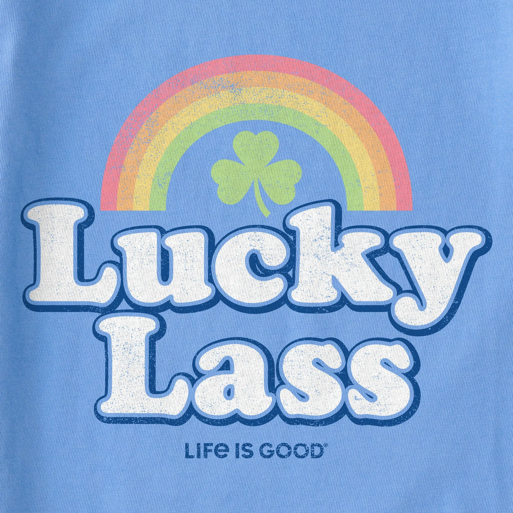 Kids Lucky Lass Rainbow Clover Short Sleeve Crusher Tee Life is Good