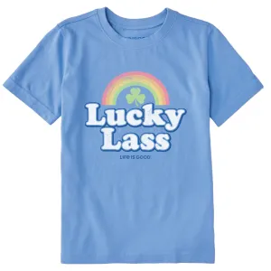 Kids Lucky Lass Rainbow Clover Short Sleeve Crusher Tee Life is Good
