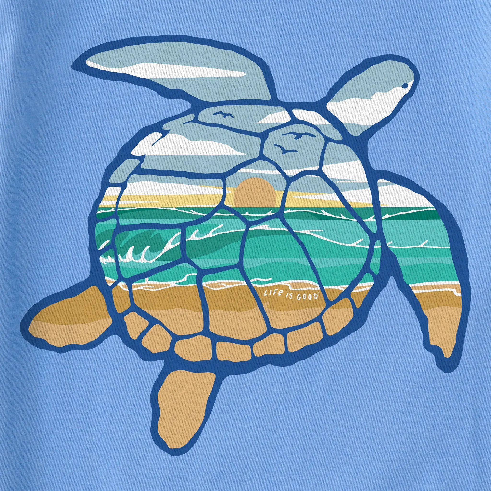 Kids Macro Micro Sea Turtle Oceanscape Short Sleeve Crusher Tee Life is Good