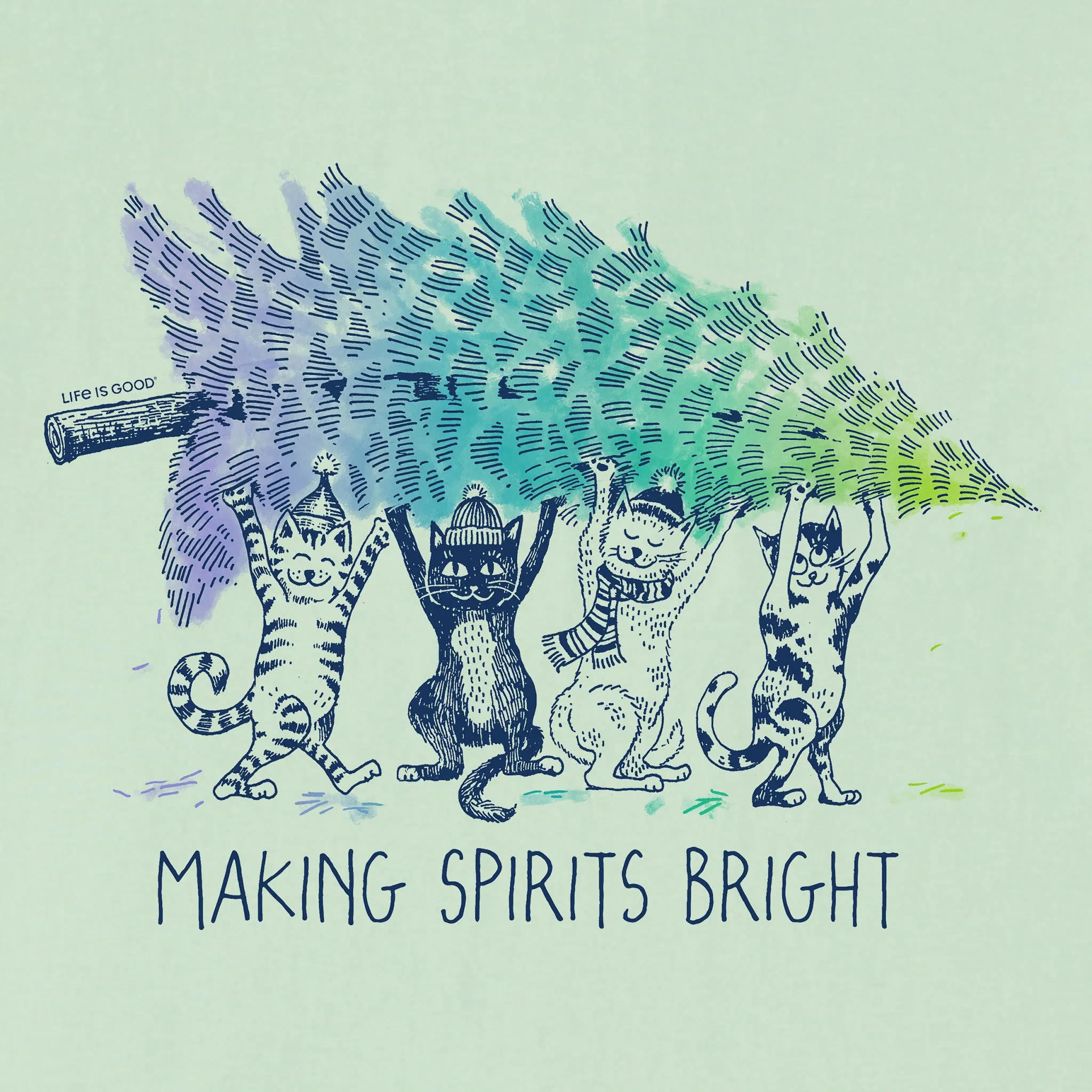Kids Make Spirits Bright Cats Short Sleeve Crusher Tee Life is Good