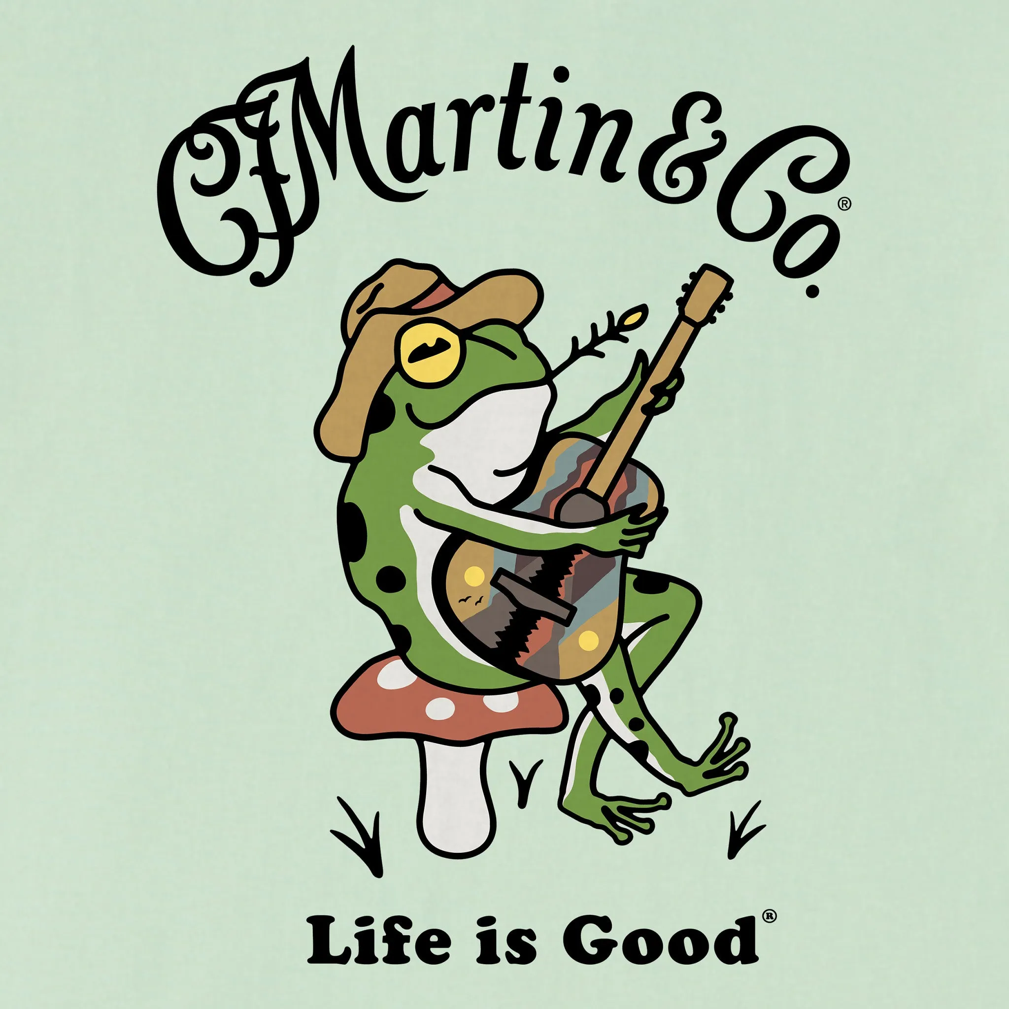 Kids Martin & Co. Frog Guitar Short Sleeve Crusher Tee Life is Good