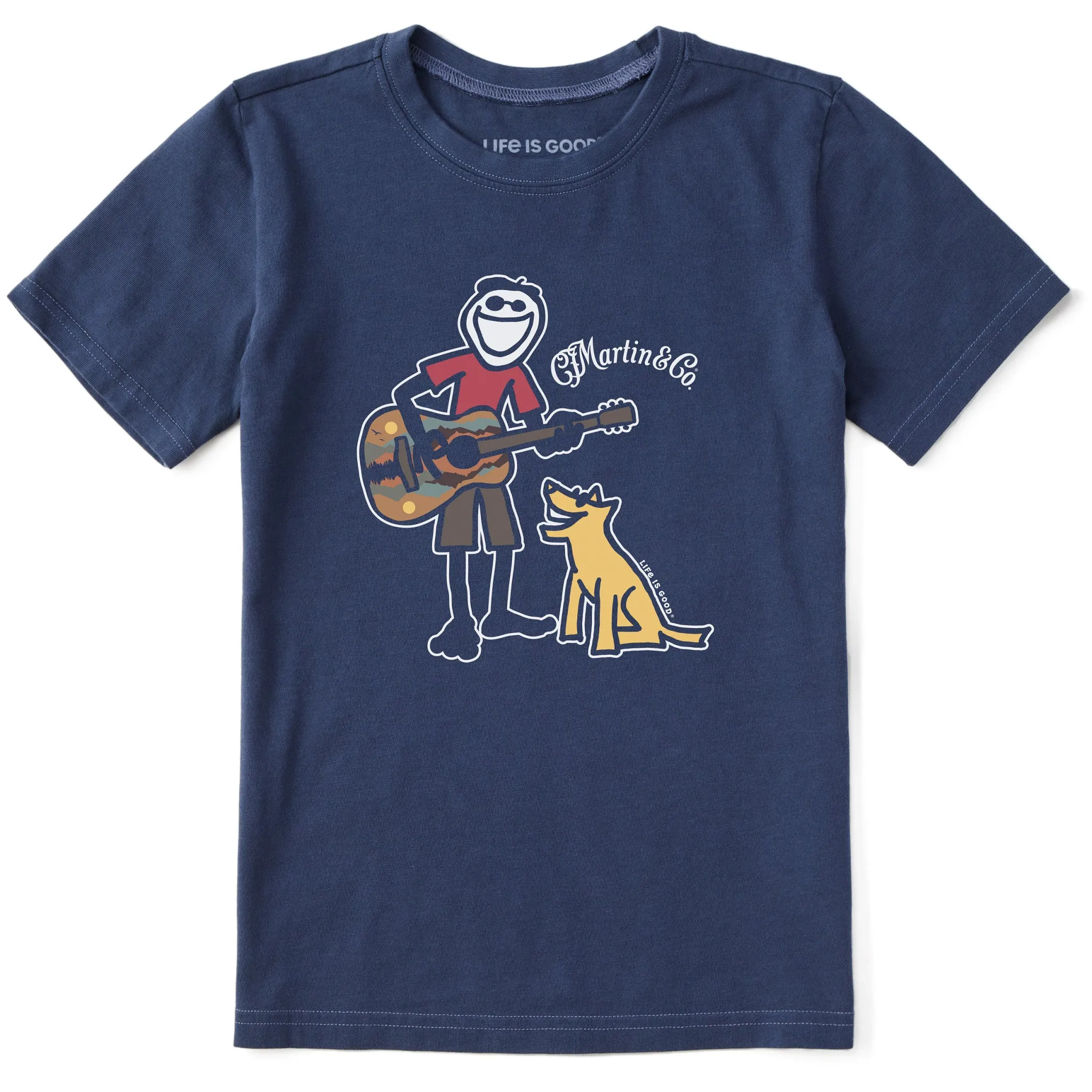 Kids Martin Jake & Rocket Guitar Short Sleeve Crusher Tee Life is Good