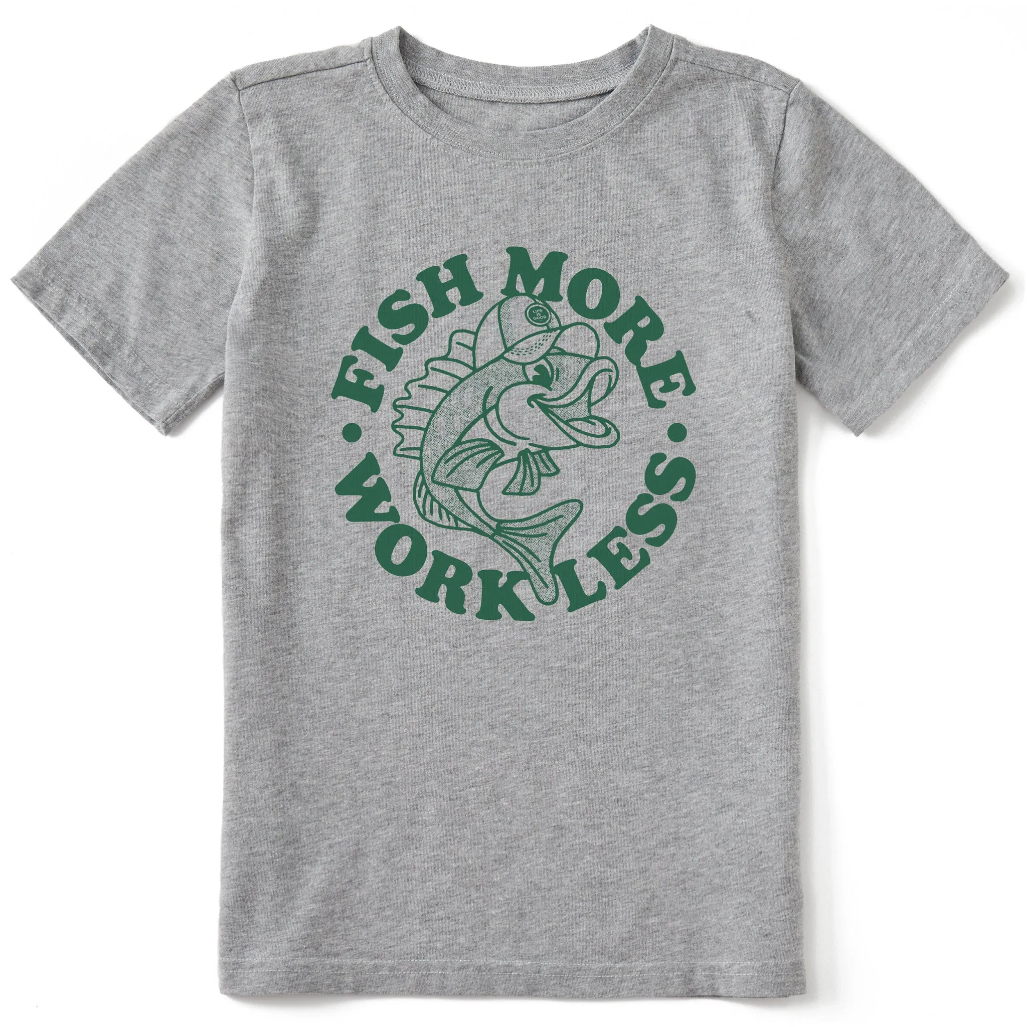 Kids Matchbook Fish More Work Less Short Sleeve Crusher Tee Life is Good