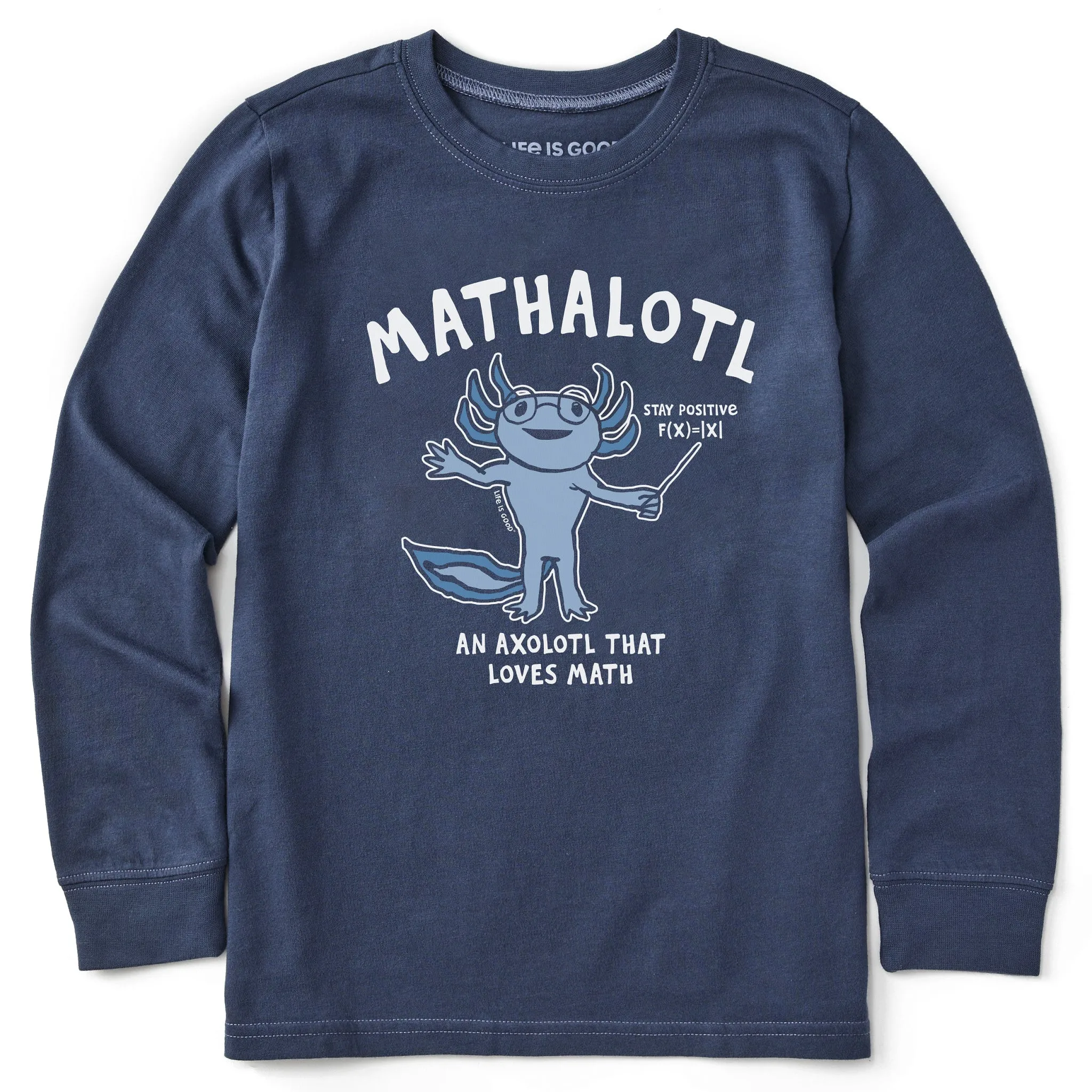 Kids Mathalotyl Long Sleeve Crusher Tee Life is Good