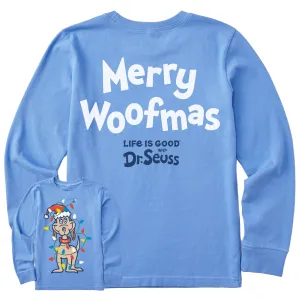 Kids Max Merry Woofmas Long Sleeve Crusher Tee Life is Good