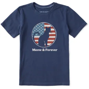 Kids Meow and Forever Cat Short Sleeve Crusher Tee Life is Good
