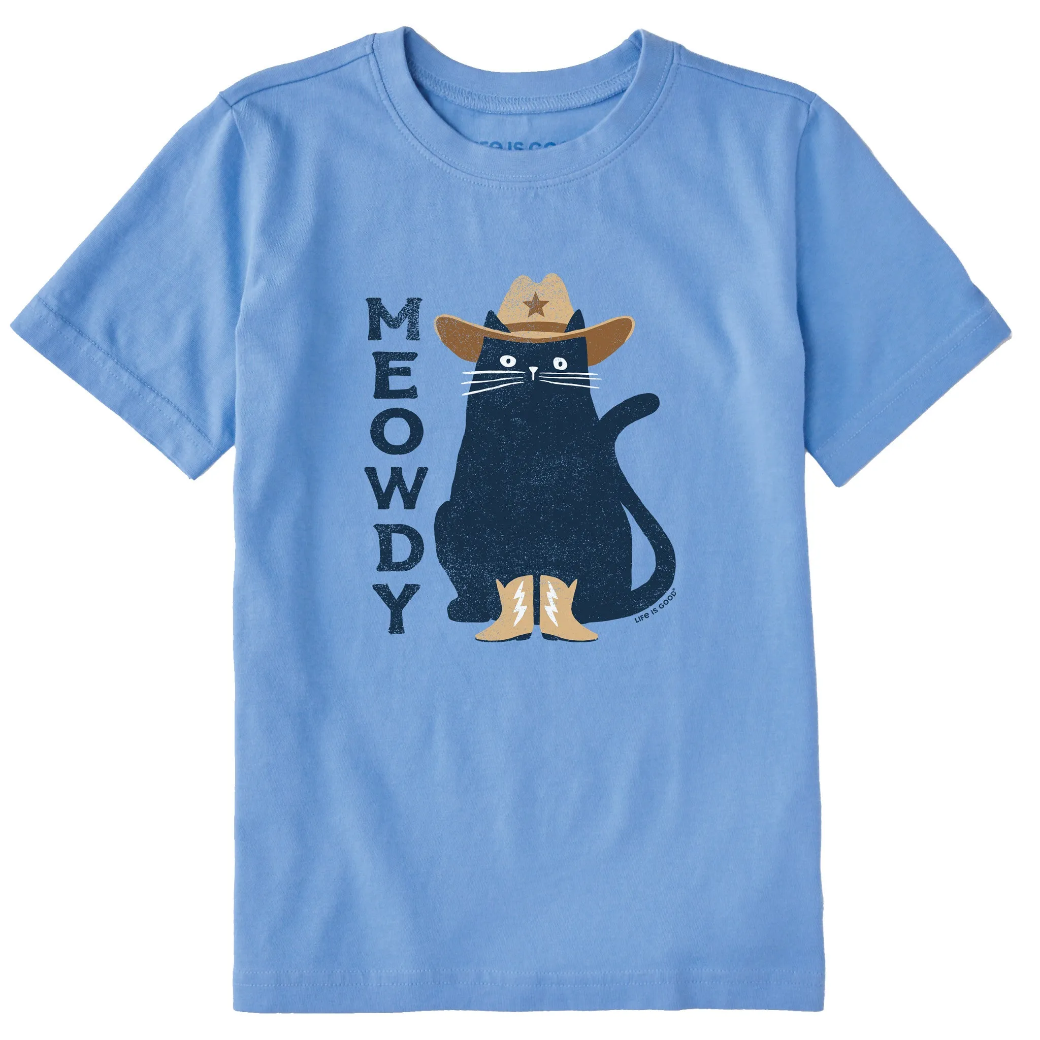 Kids Meowdy Cowboy Cat Short Sleeve Crusher Tee Life is Good