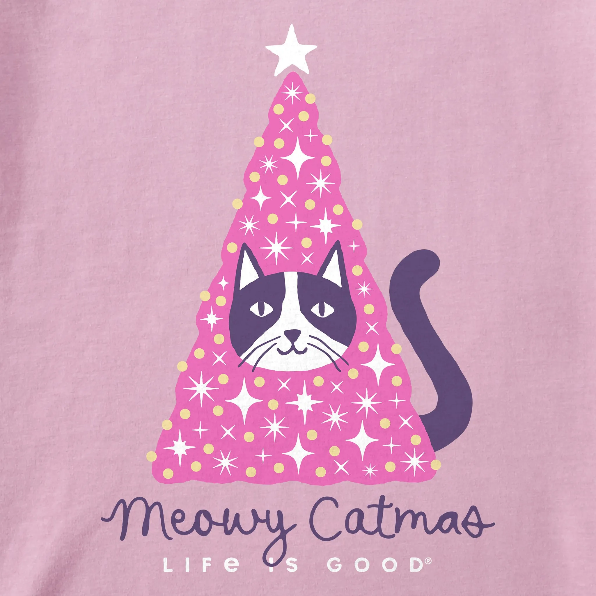 Kids Meowy Catmas Tree Short Sleeve Crusher Tee Life is Good