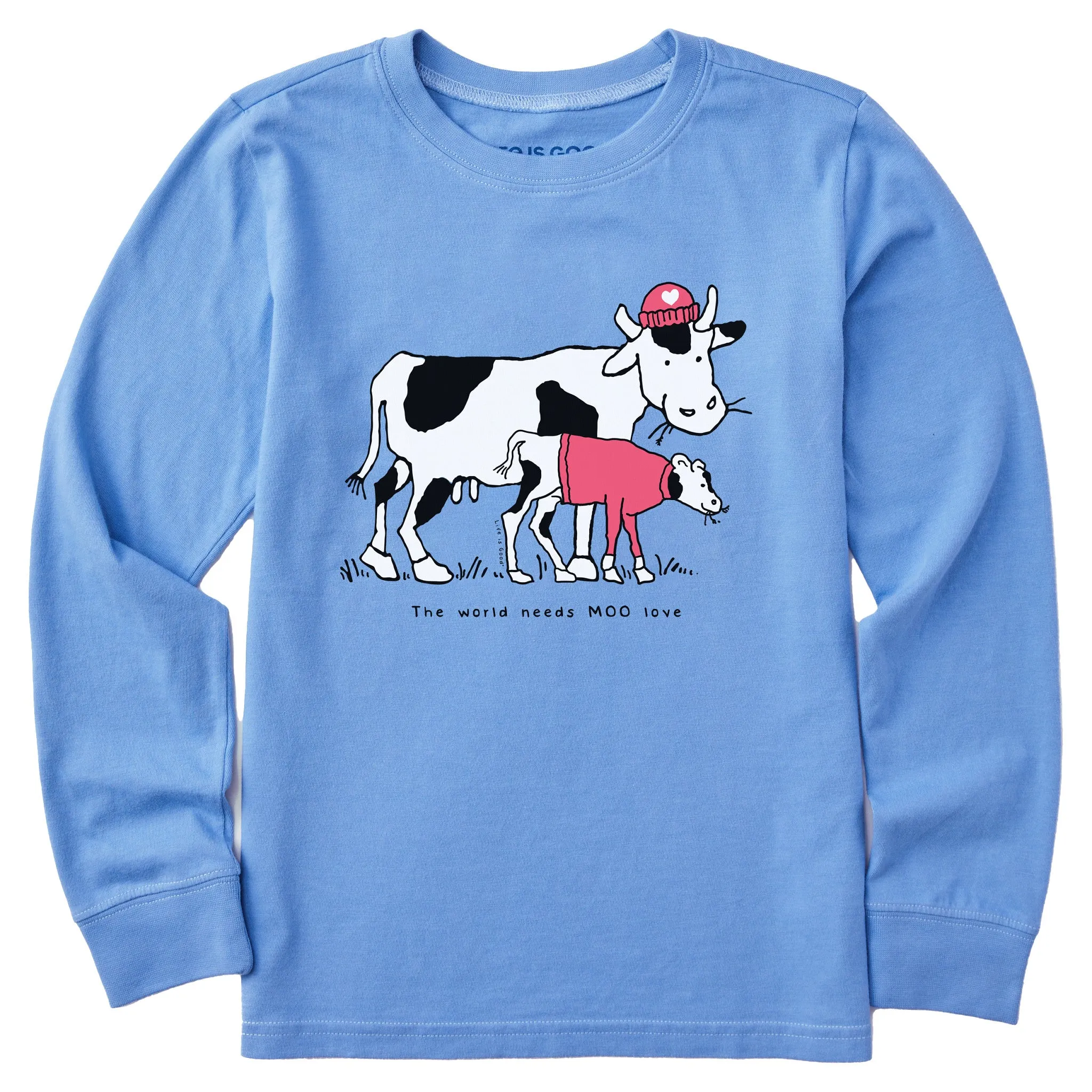 Kids Moo Love Cow and Calf Long Sleeve Crusher Tee Life is Good