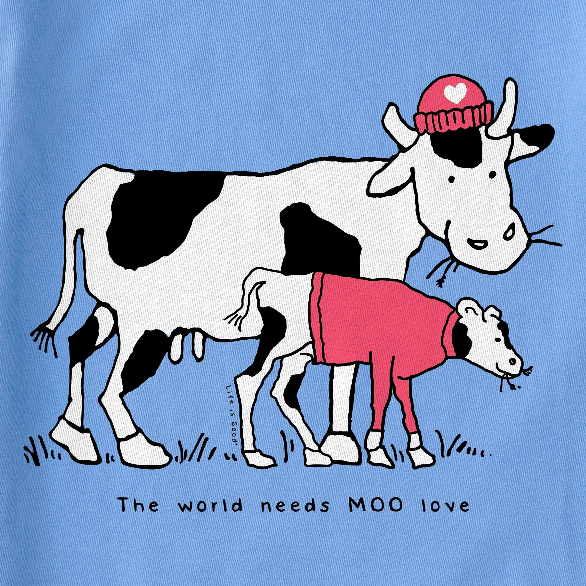 Kids Moo Love Cow and Calf Long Sleeve Crusher Tee Life is Good