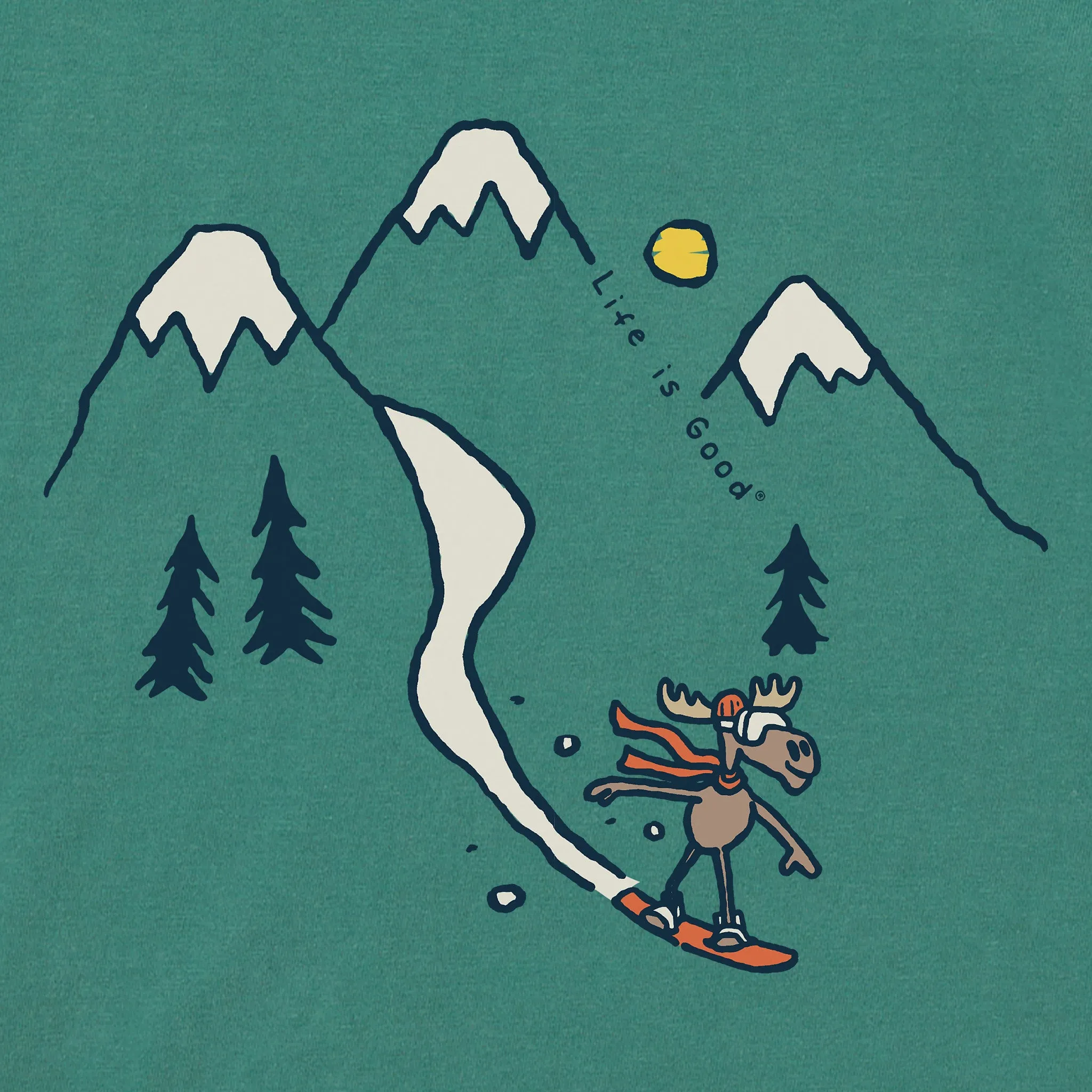 Kids Moose Snowboard Vista Long Sleeve Crusher Tee Life is Good