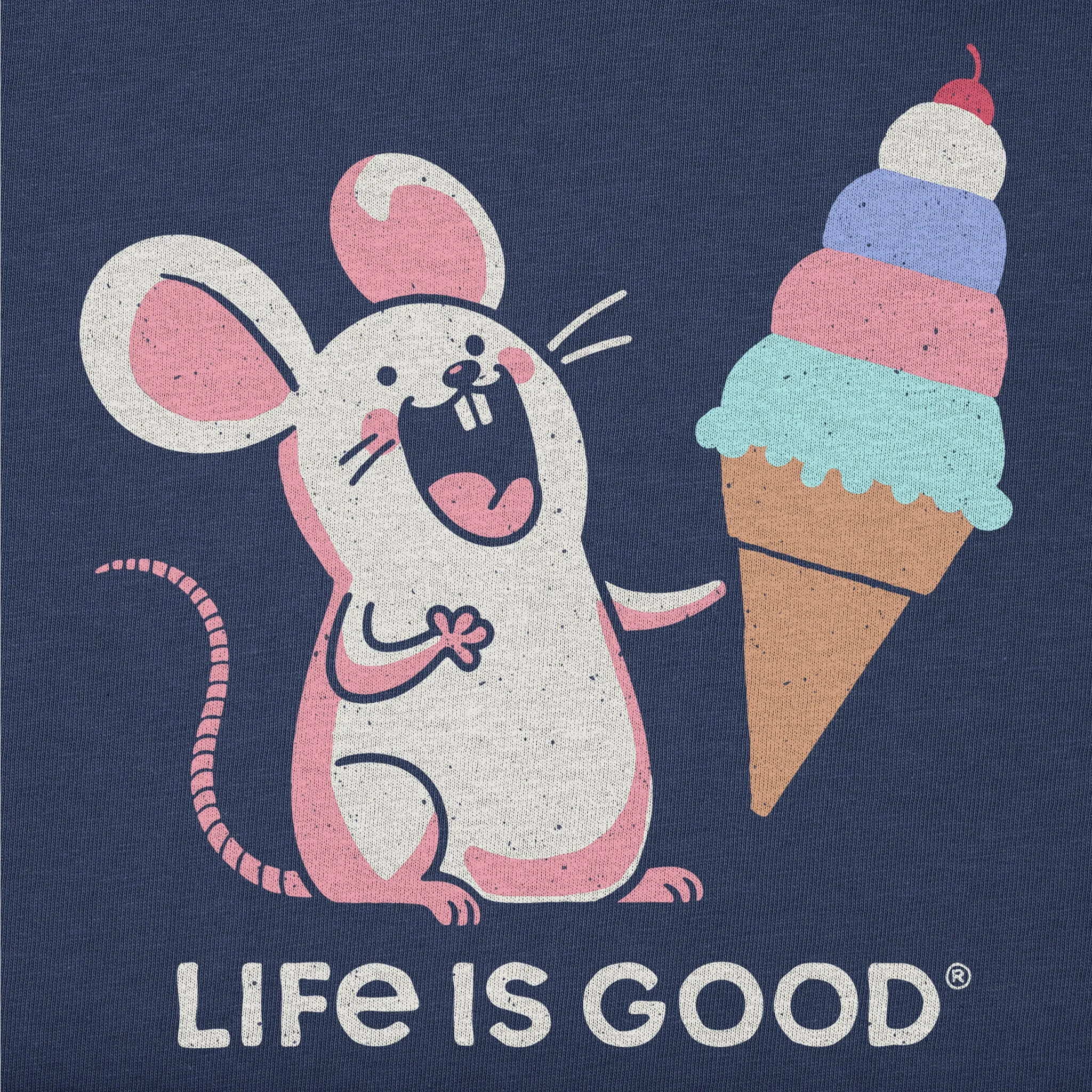 Kids Mouse with Ice Cream Short Sleeve Crusher Tee Life is Good