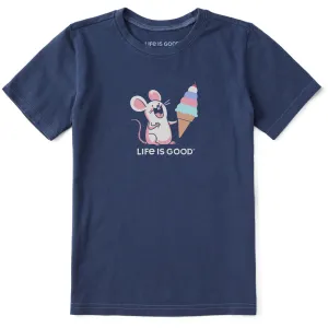 Kids Mouse with Ice Cream Short Sleeve Crusher Tee Life is Good