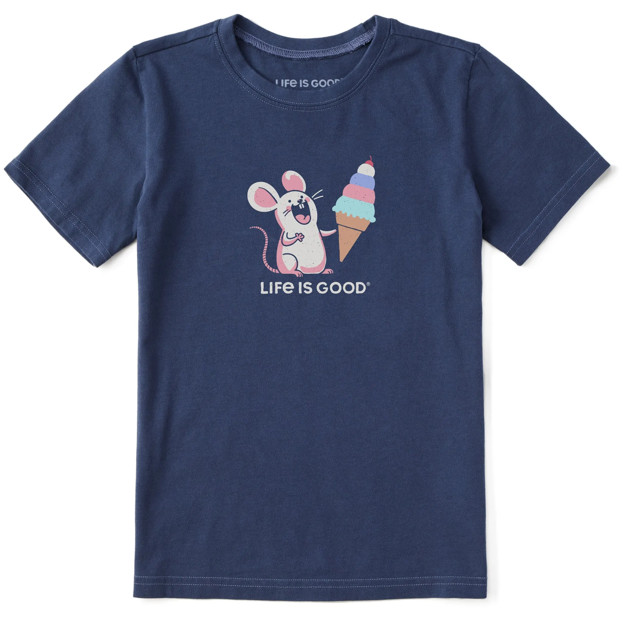 Kids Mouse with Ice Cream Short Sleeve Crusher Tee Life is Good