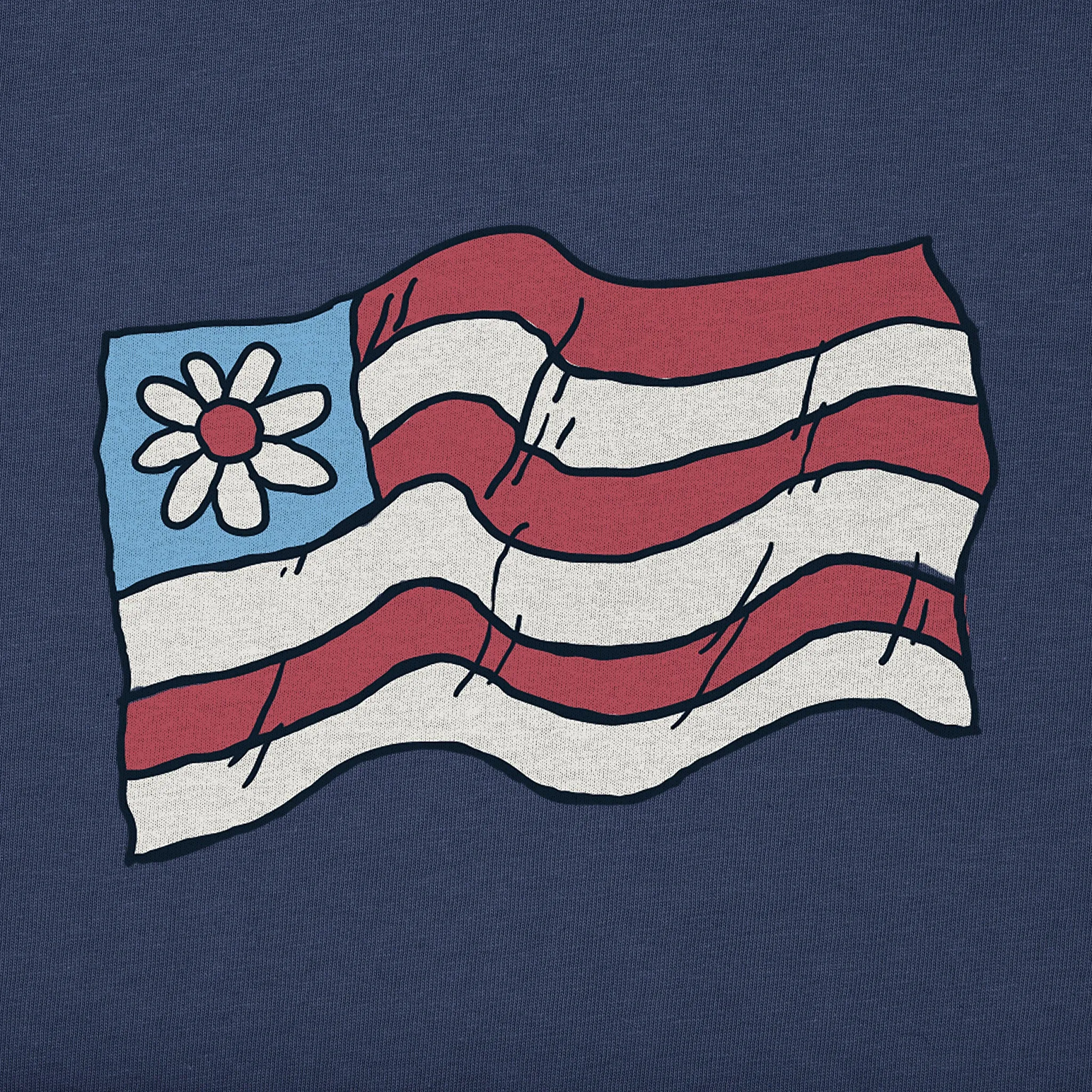 Kids Naive Daisy Flag Short Sleeve Crusher Tee Life is Good