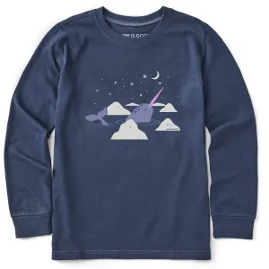 Kids Narwhal Moongaze Long Sleeve Crusher Tee Life is Good