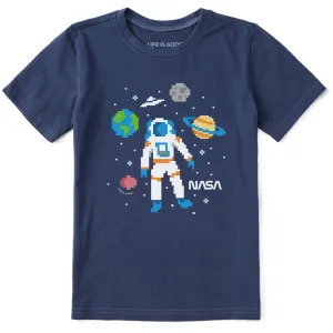 Kids NASA 8 Bit Astronaut Short Sleeve Crusher Tee Life is Good