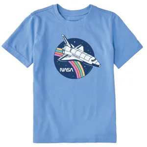 Kids NASA Rainbow Shuttle Short Sleeve Crusher Tee Life is Good