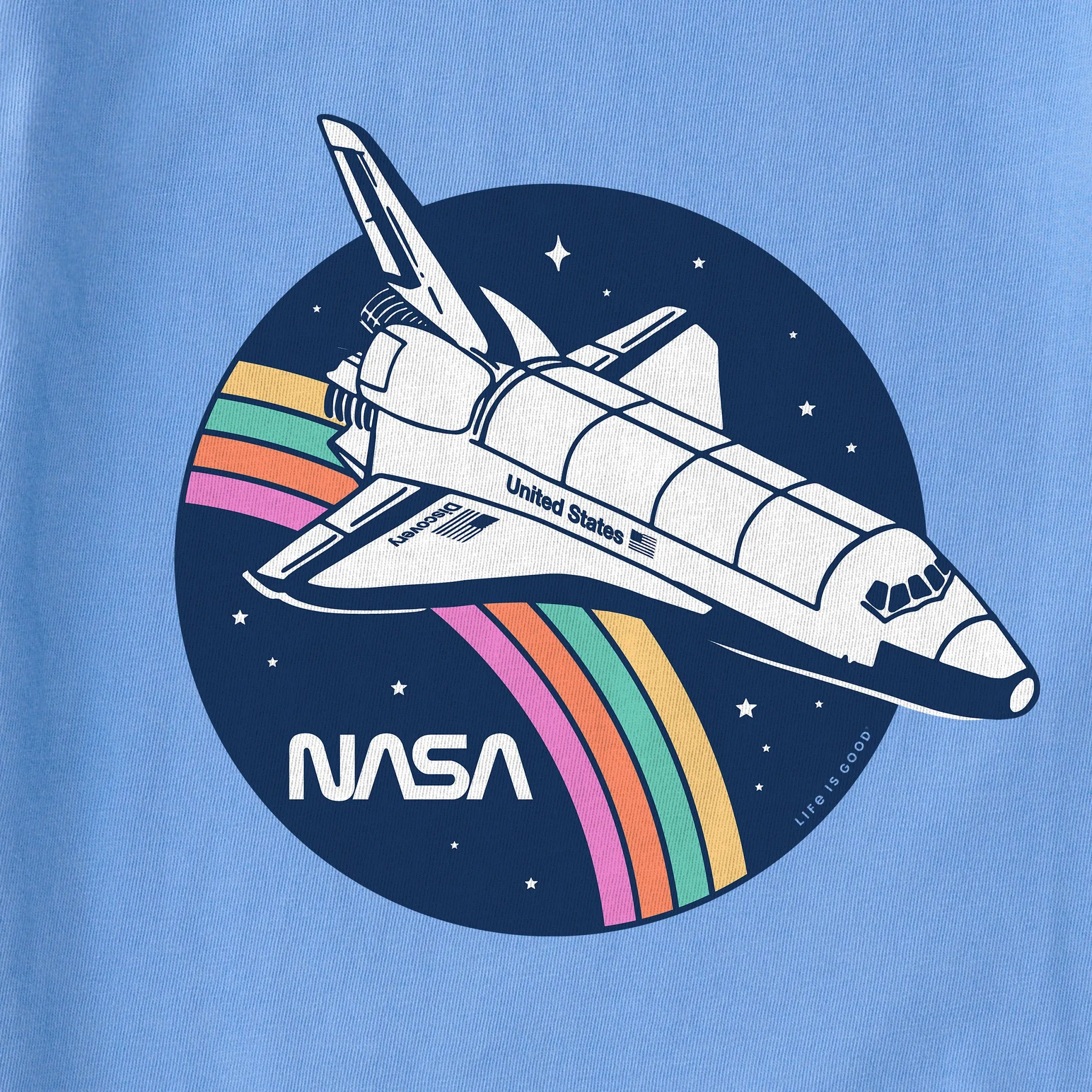 Kids NASA Rainbow Shuttle Short Sleeve Crusher Tee Life is Good