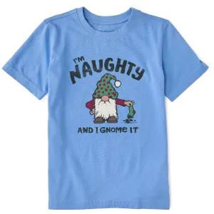 Kids Naughty Gnome Short Sleeve Crusher Tee Life is Good