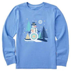 Kids Nordic Snowman Long Sleeve Crusher Tee Life is Good