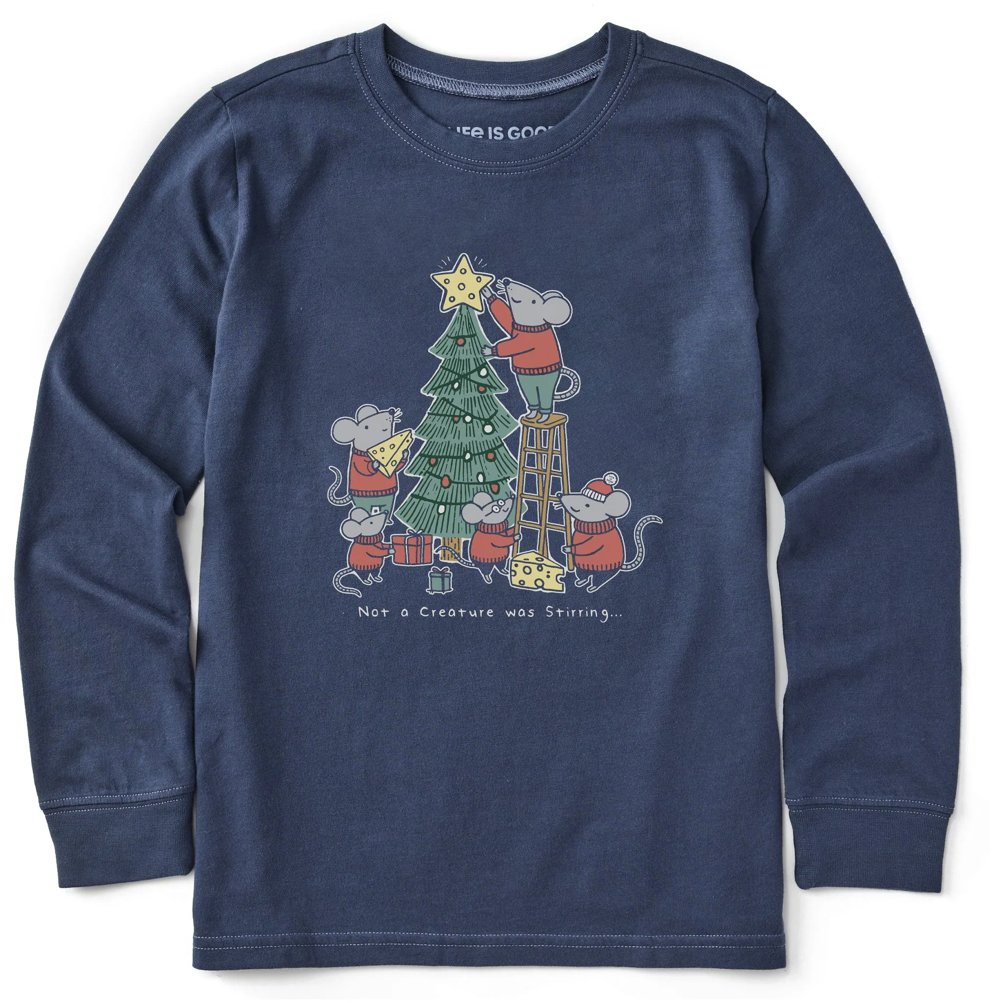 Kids Not a Creature was Stirring Long Sleeve Crusher Tee Life is Good