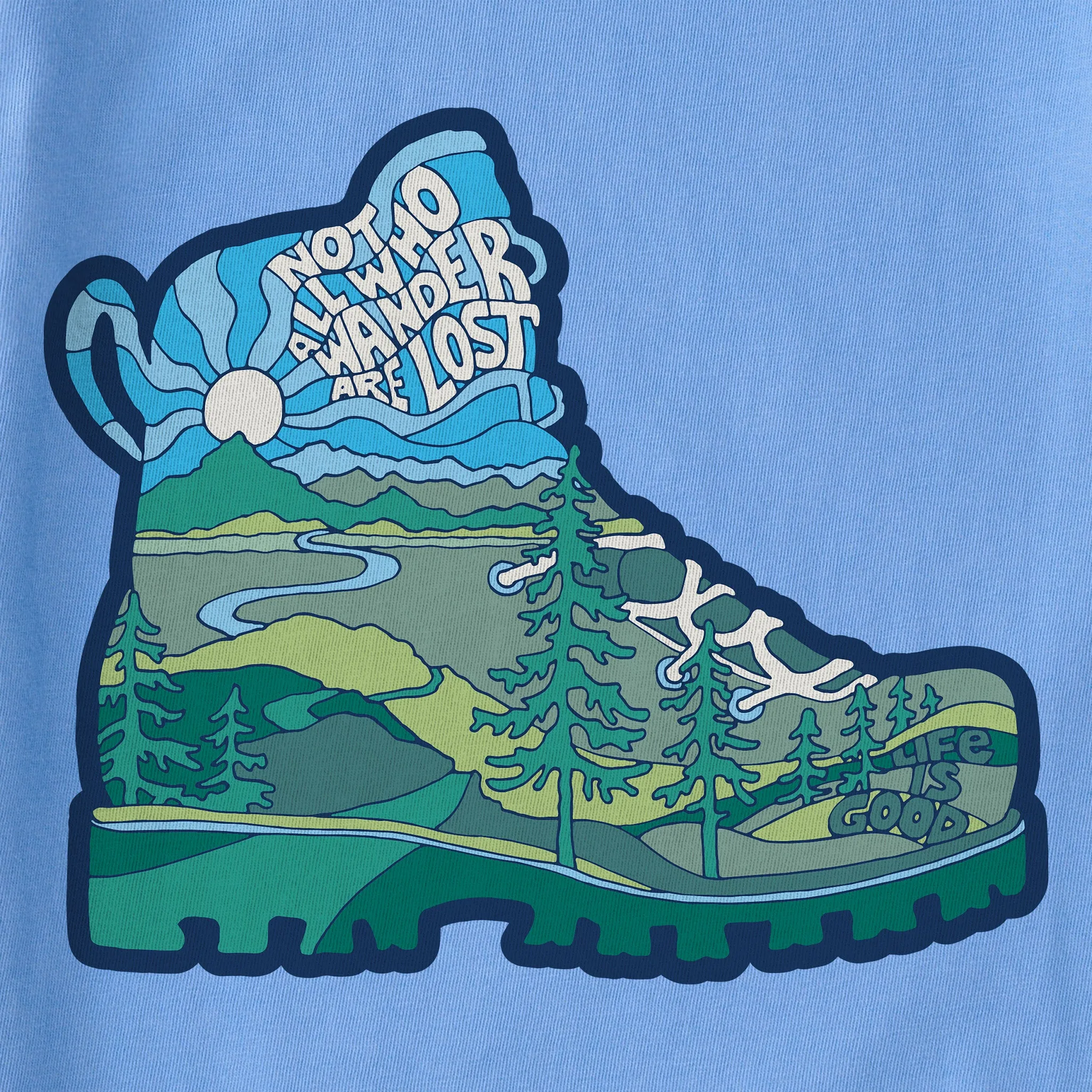 Kids Not All Who Wander Are Lost Boot Short Sleeve Crusher Tee Life is Good