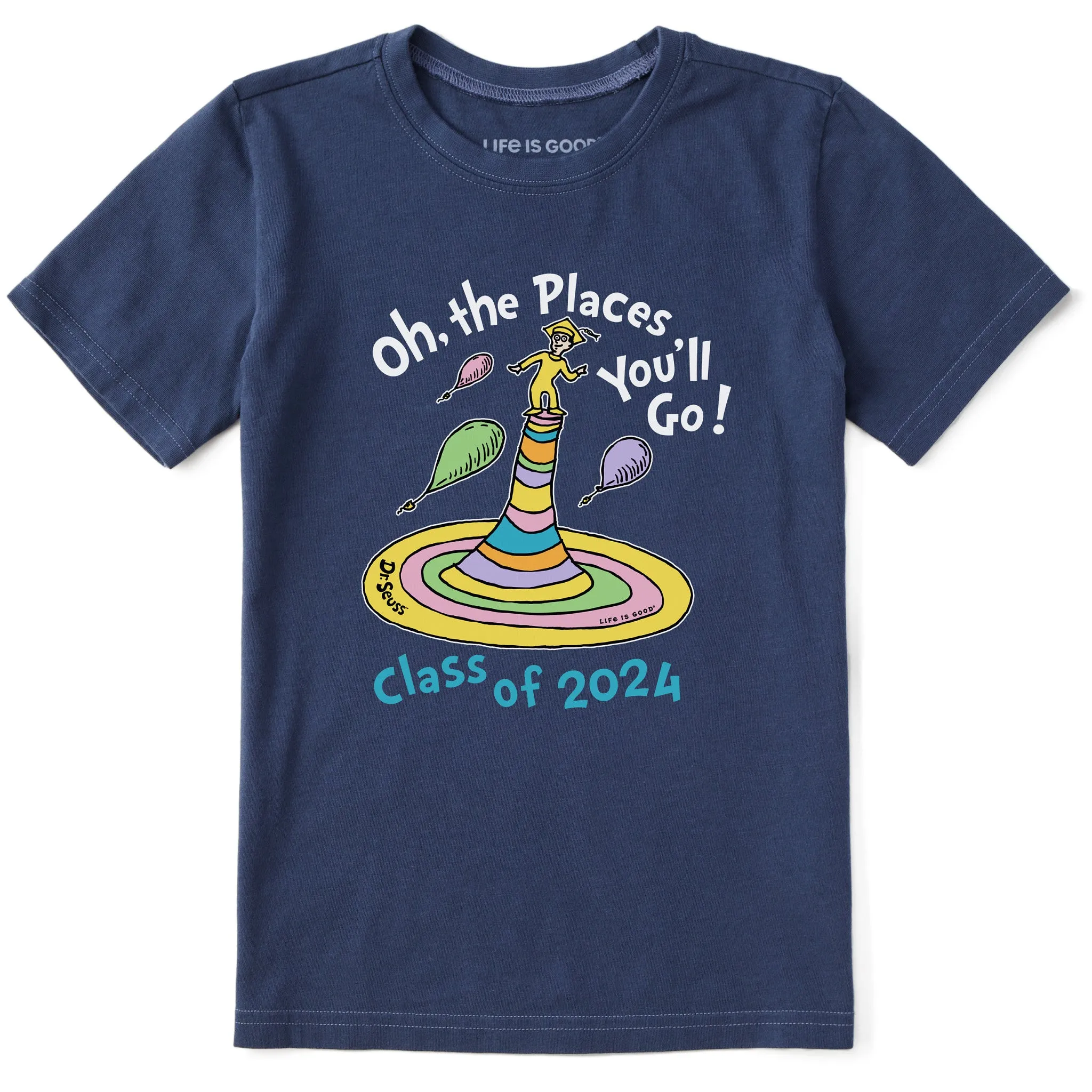 Kids Oh the Places Class of 2024 Short Sleeve Crusher Tee Life is Good