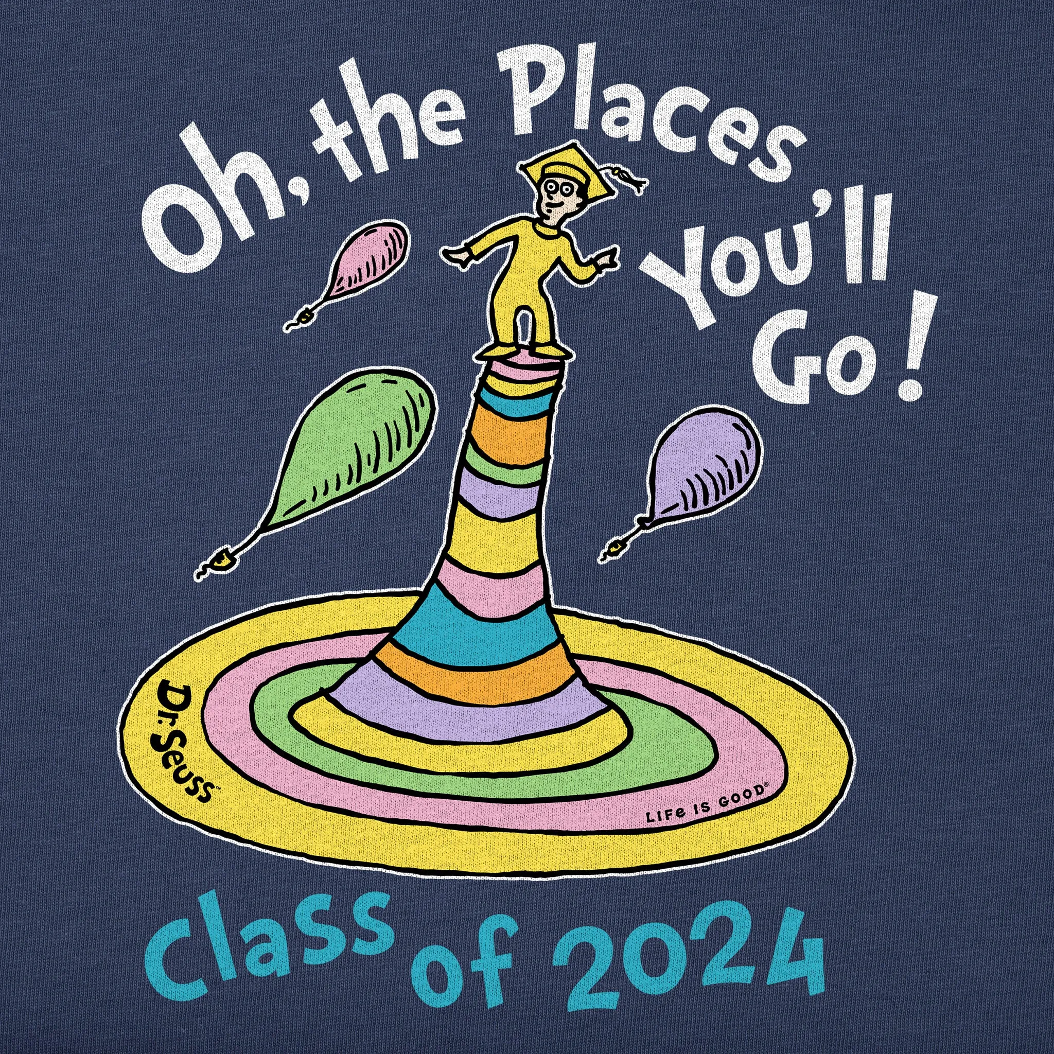 Kids Oh the Places Class of 2024 Short Sleeve Crusher Tee Life is Good