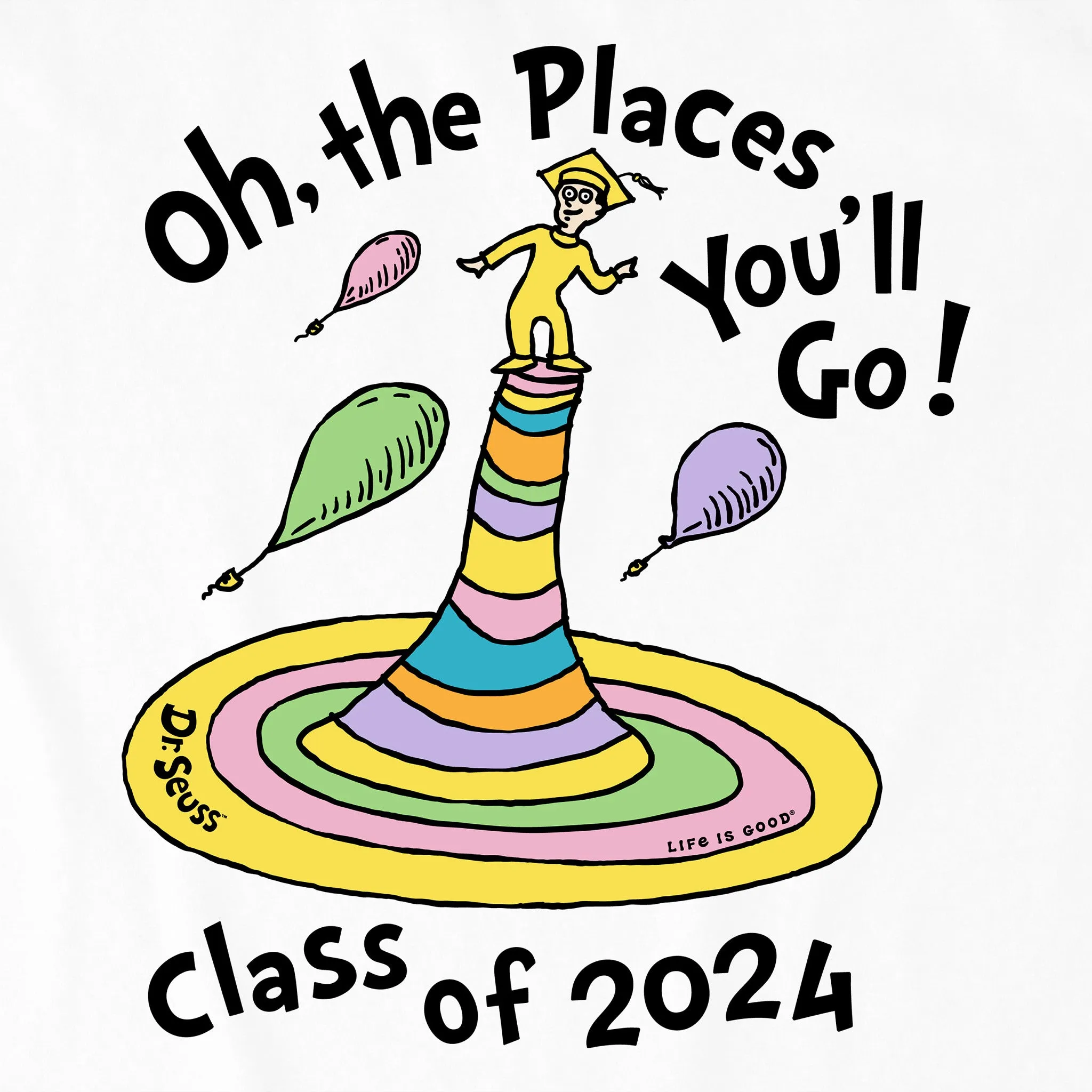 Kids Oh the Places Class of 2024 Short Sleeve Crusher Tee Life is Good