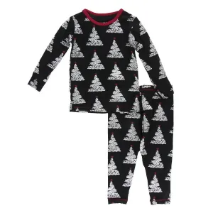 Kids Pants Pajama Set In Holiday Foil
