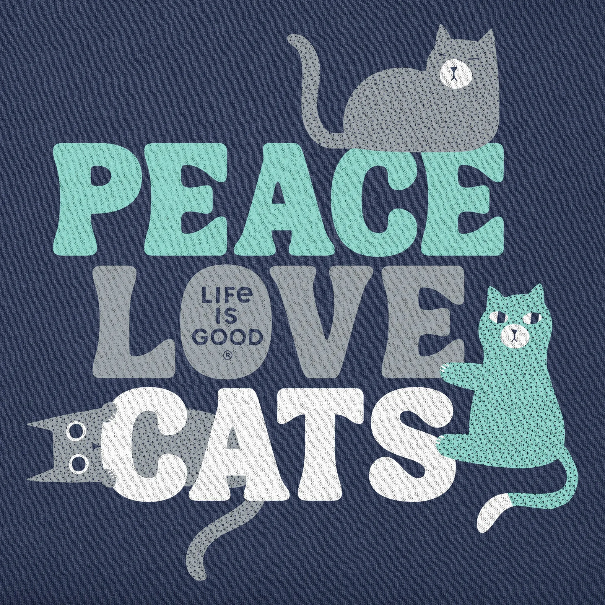 Kids Peace Love & Cats Short Sleeve Crusher Tee Life is Good