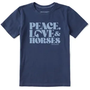 Kids Peace Love & Horses Short Sleeve Crusher Tee Life is Good