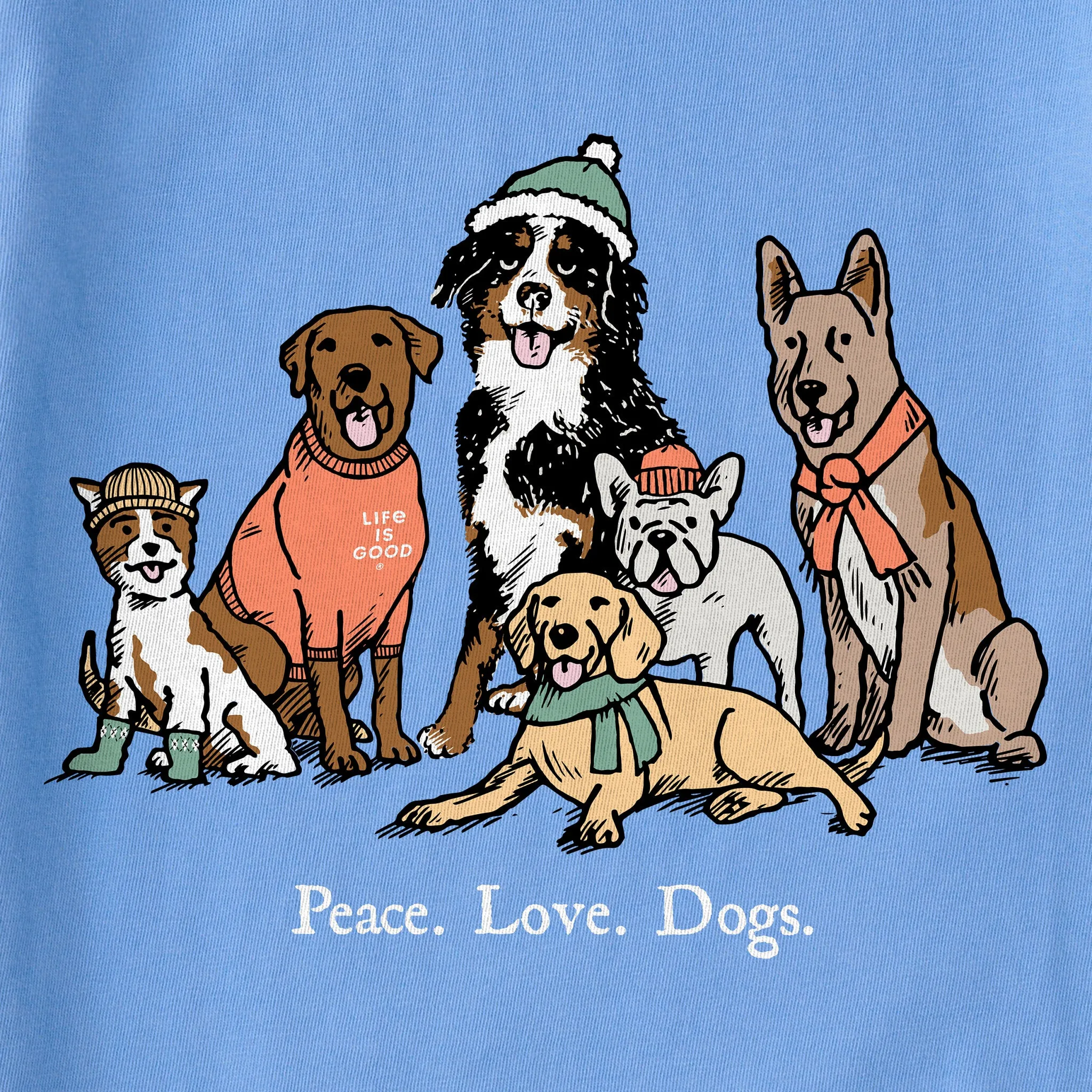 Kids Peace Love Dogs Winter Long Sleeve Crusher Tee Life is Good