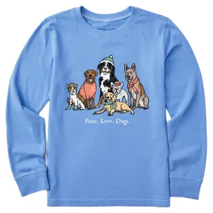 Kids Peace Love Dogs Winter Long Sleeve Crusher Tee Life is Good