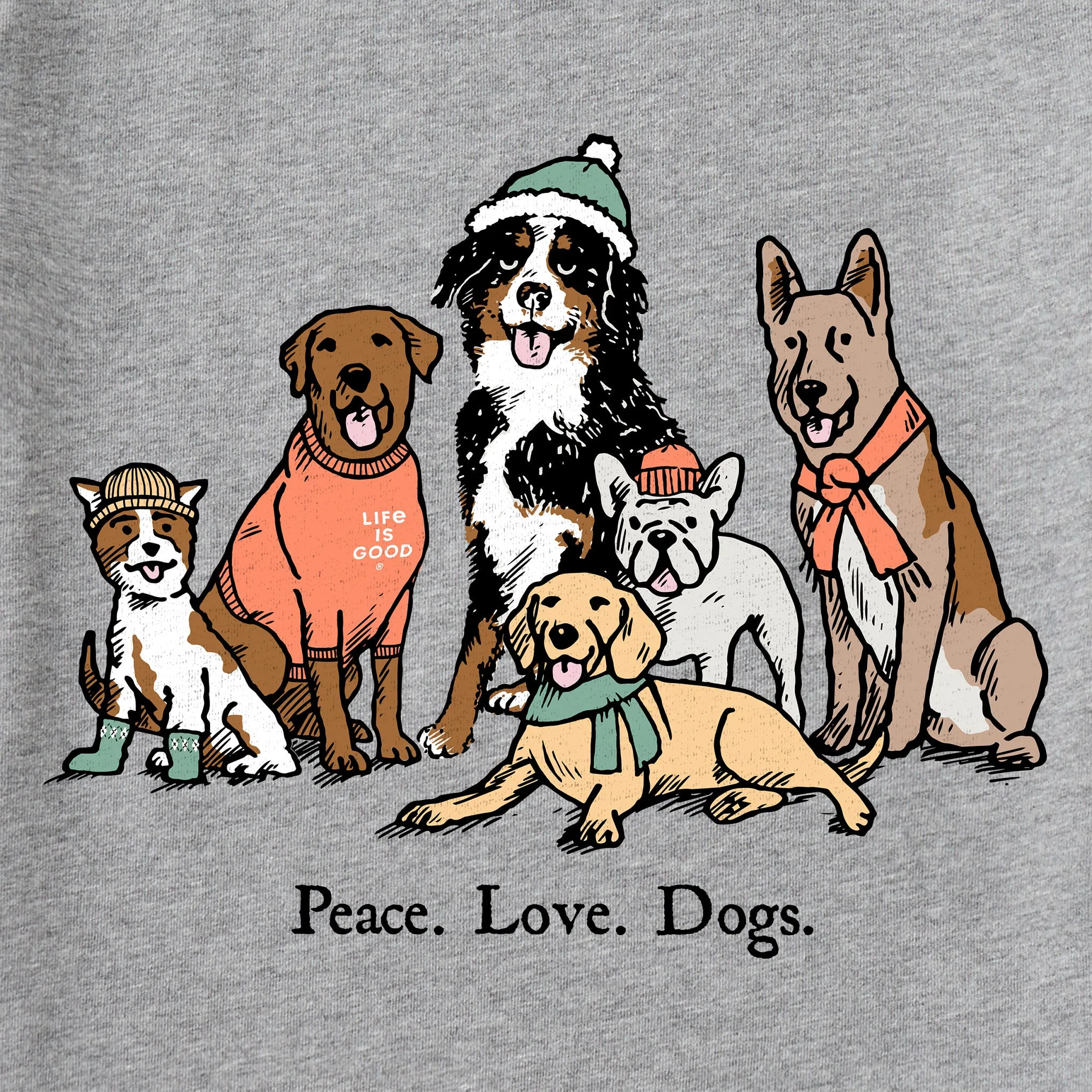 Kids Peace Love Dogs Winter Long Sleeve Crusher Tee Life is Good