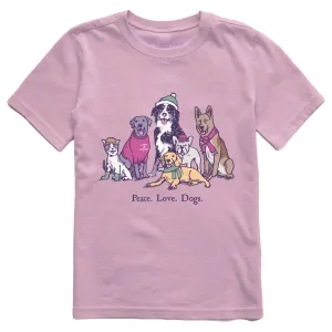 Kids Peace Love Dogs Winter Short Sleeve Crusher Tee Life is Good