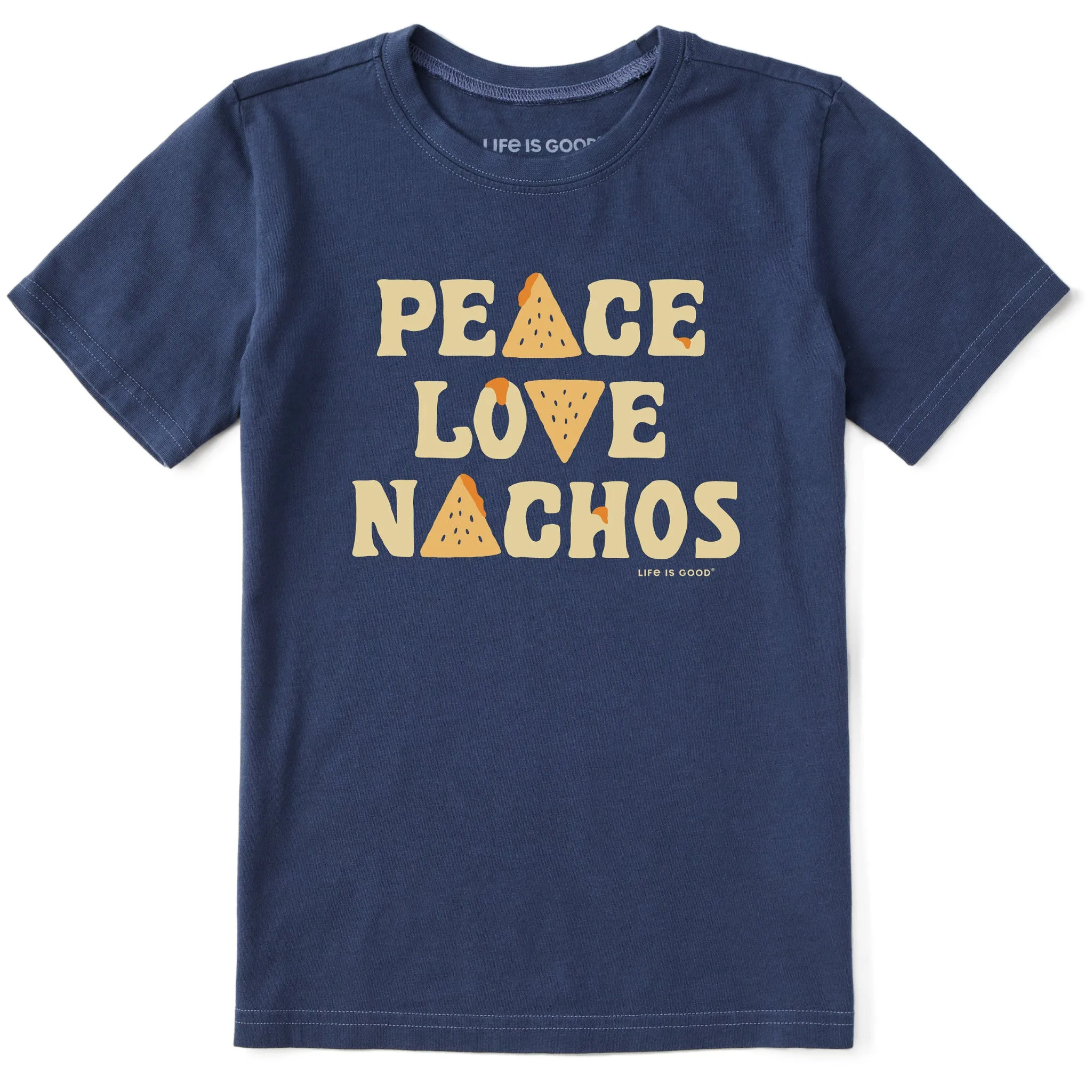 Kids Peace Love Nachos Short Sleeve Crusher Tee Life is Good