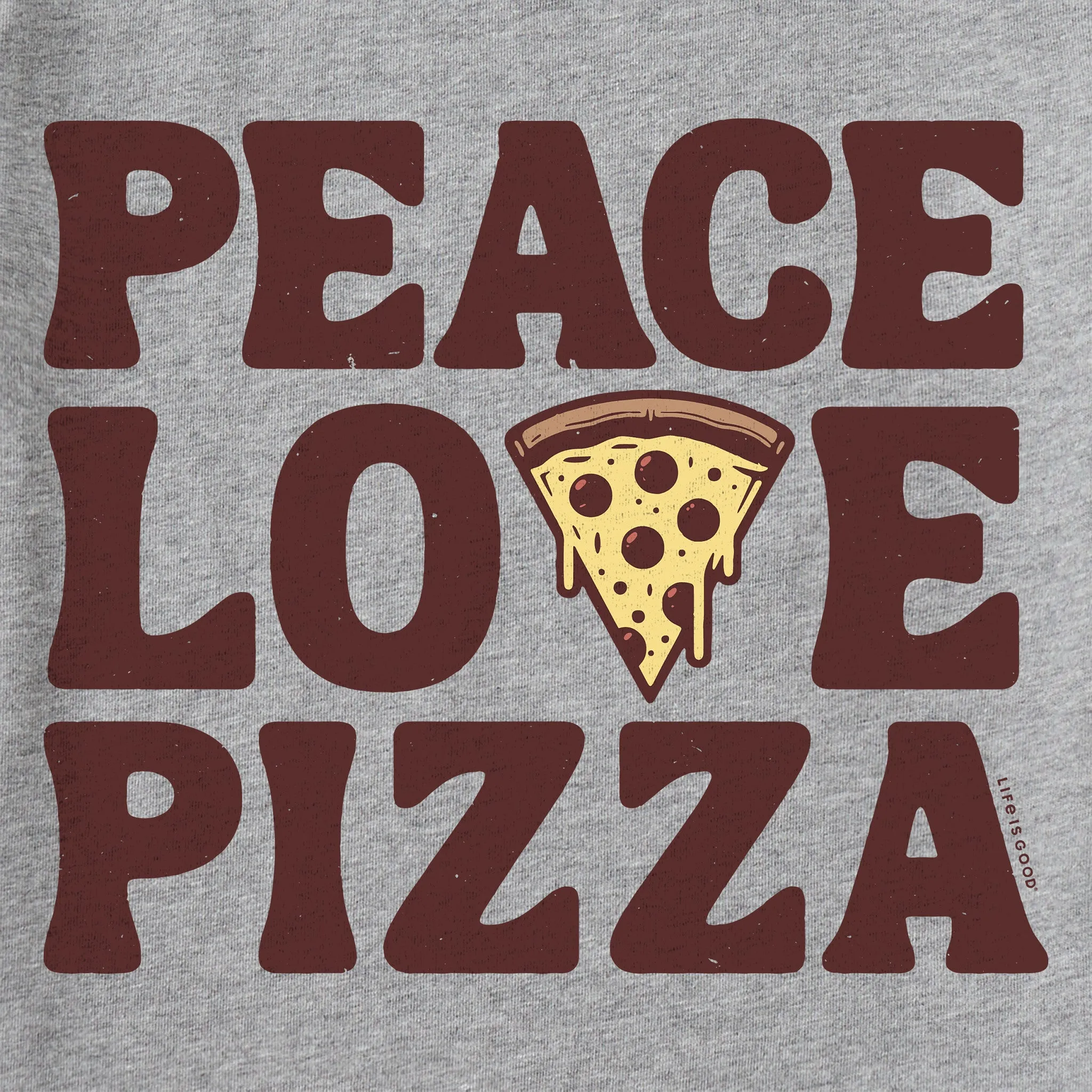 Kids Peace Love Pizza Short Sleeve Crusher Tee Life is Good