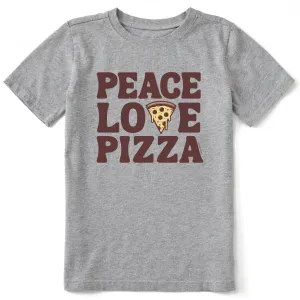 Kids Peace Love Pizza Short Sleeve Crusher Tee Life is Good