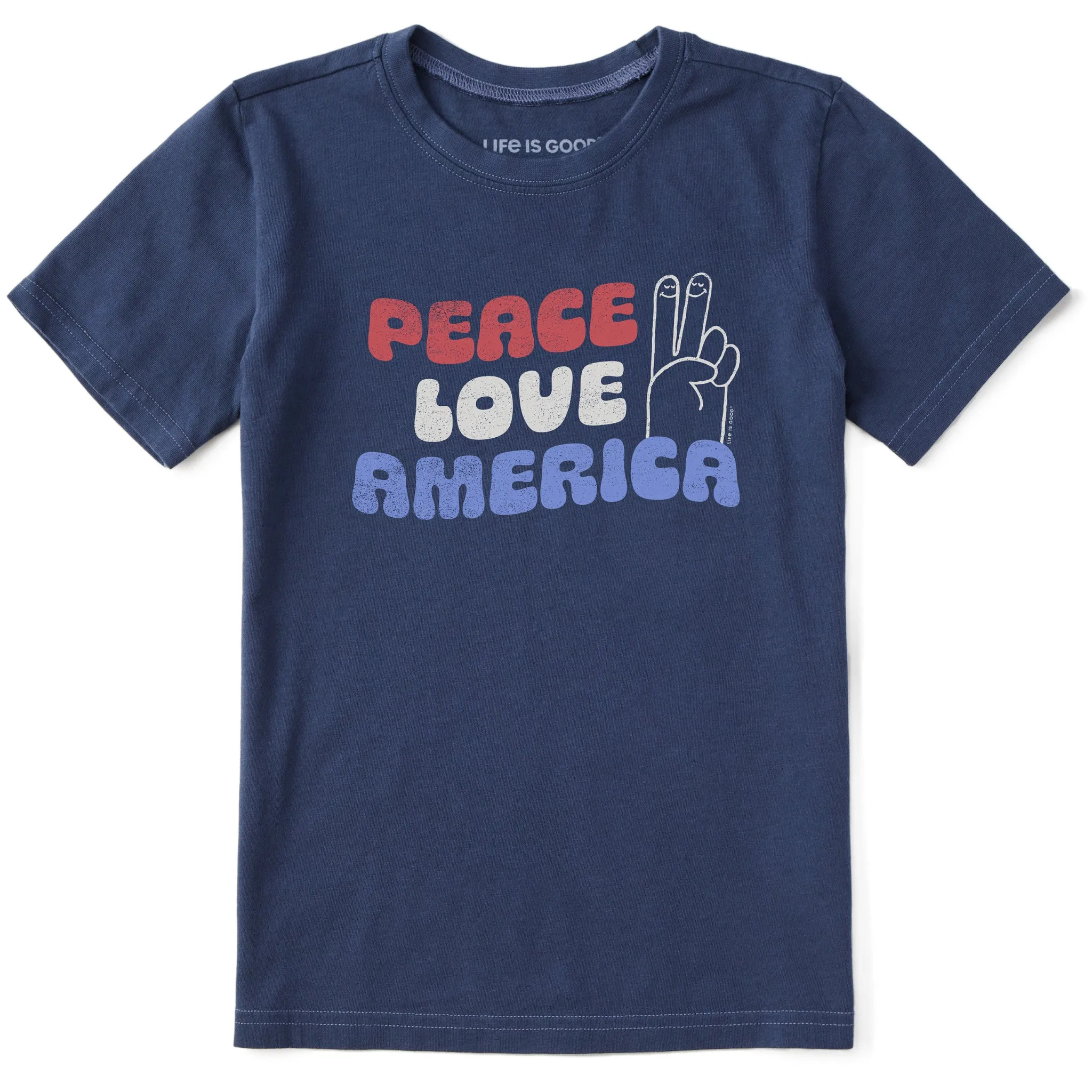 Kids Peace Sign America Short Sleeve Crusher Tee Life is Good